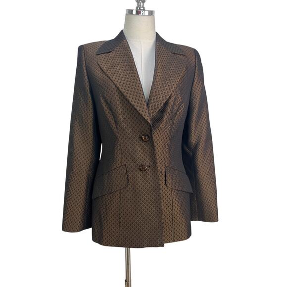 Escada Jackets & Blazers - Escada Silk & Wool Blazer Brown Diamond Quilt